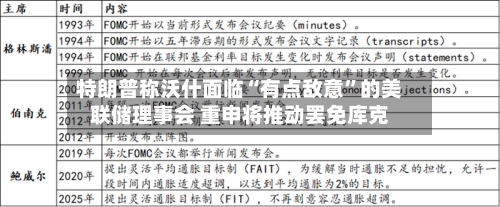 特朗普称沃什面临“有点敌意”的美联储理事会 重申将推动罢免库克