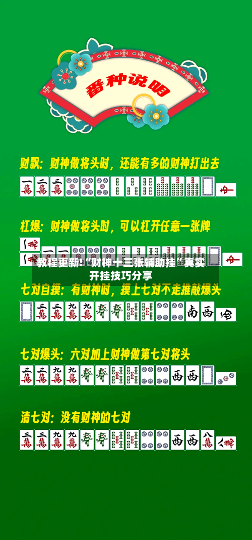 教程更新!“财神十三张辅助挂”真实开挂技巧分享