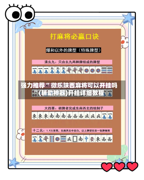 强力推荐“ 微乐陕西麻将可以开挂吗”(辅助神器)开挂详细教程