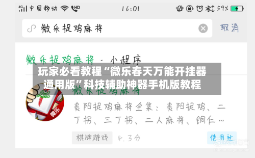 玩家必看教程“微乐春天万能开挂器通用版”科技辅助神器手机版教程