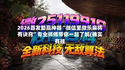 2026首发助赢神器“微信里微乐麻将有诀窍”专业师傅带你一起了解(确实有挂
