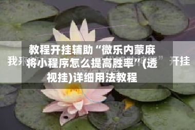 教程开挂辅助“微乐内蒙麻将小程序怎么提高胜率”(透视挂)详细用法教程